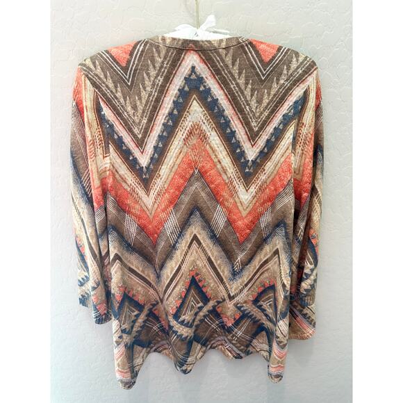 CHICO’S | Aztec Print Chevron Boho Lightweight Open Front Cardigan | Medium - Picture 4 of 7